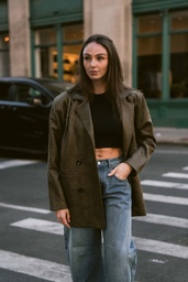 Animal Print Leather Oversized Blazer