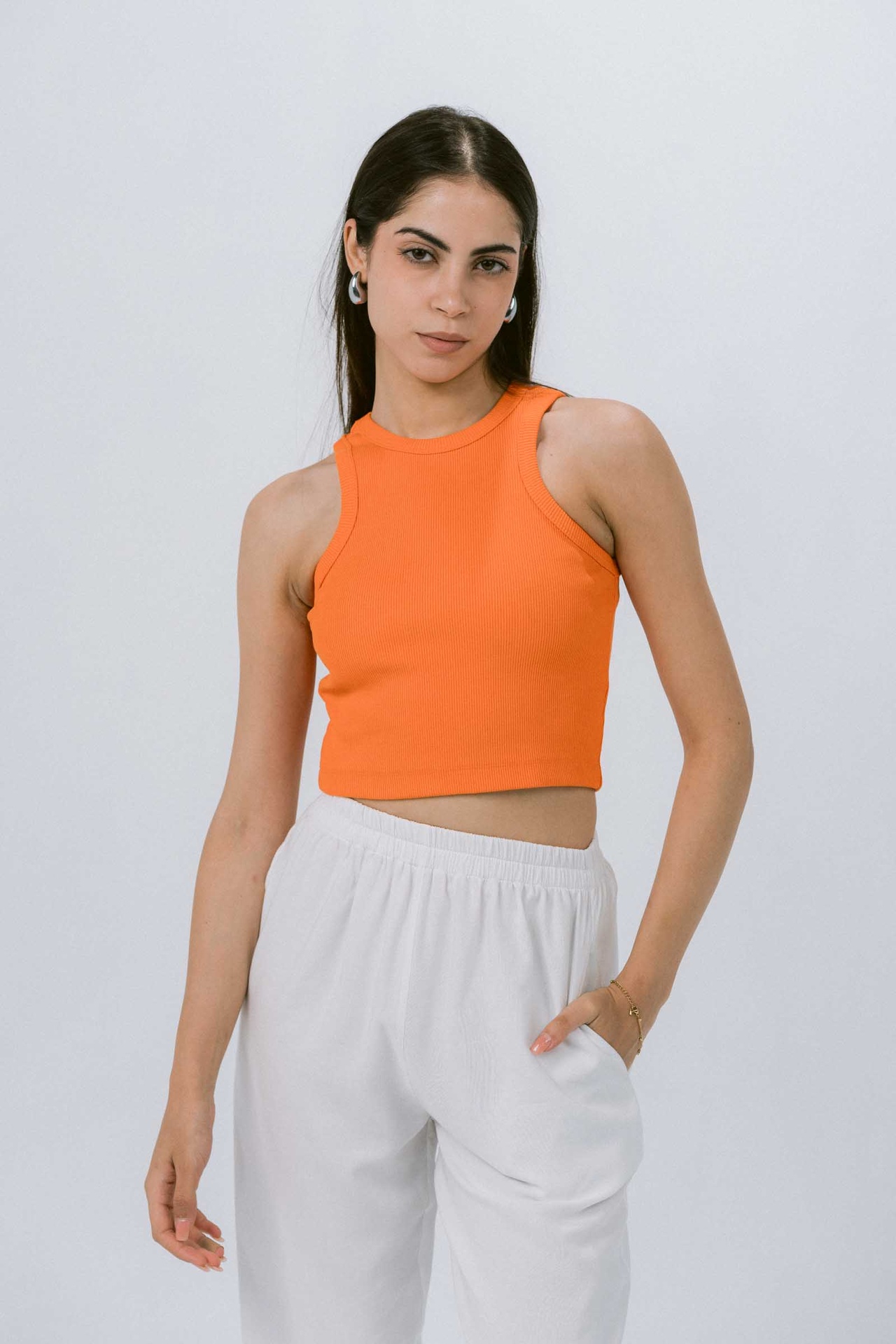 Crew Neck Ribbed Tank Top