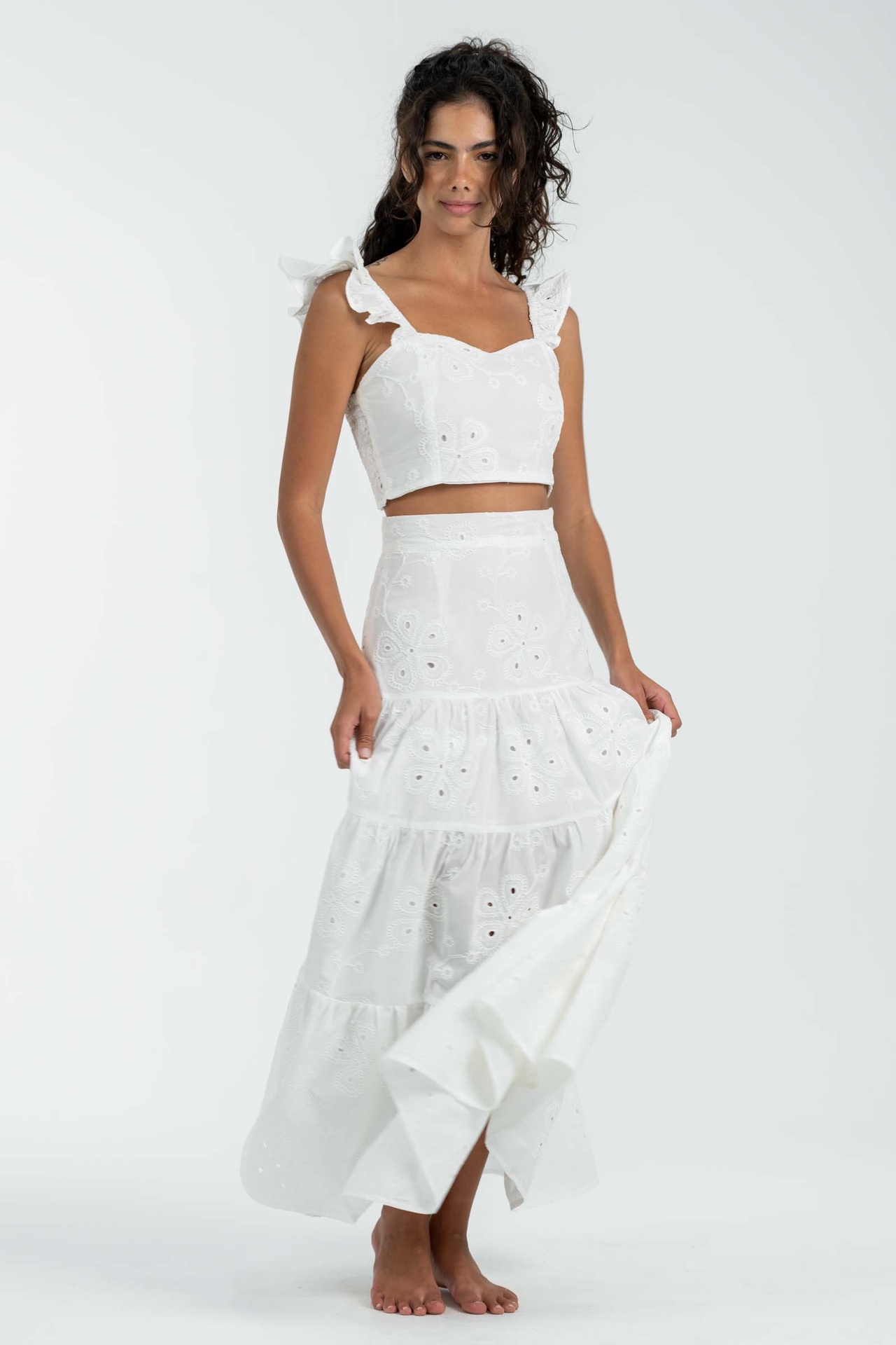Ruffled Embriodered Co-ord 
