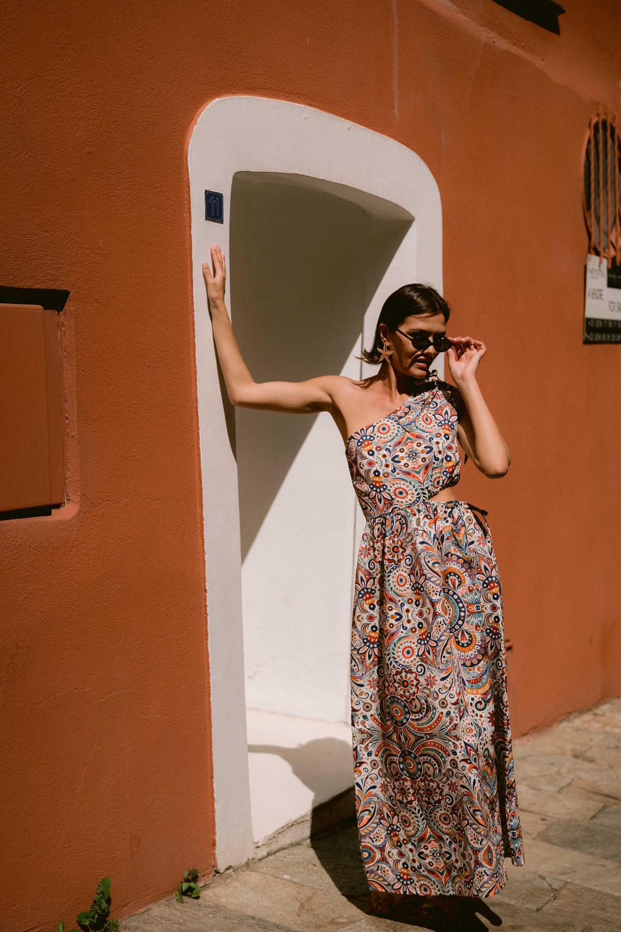 Paisley One Shoulder Dress 