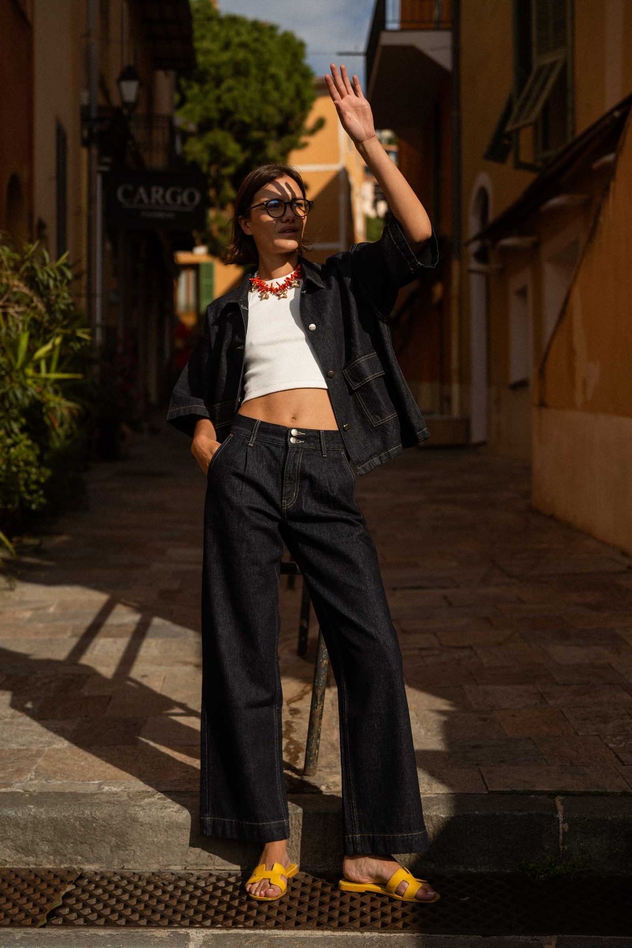 Ecru Raw Denim Pants 