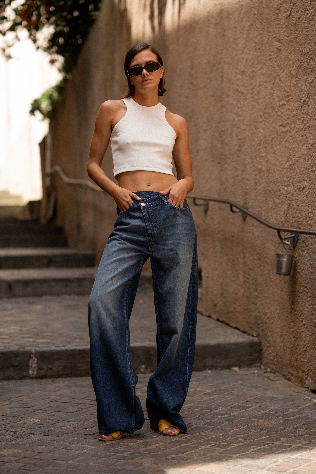 Crossover Denim Pants 