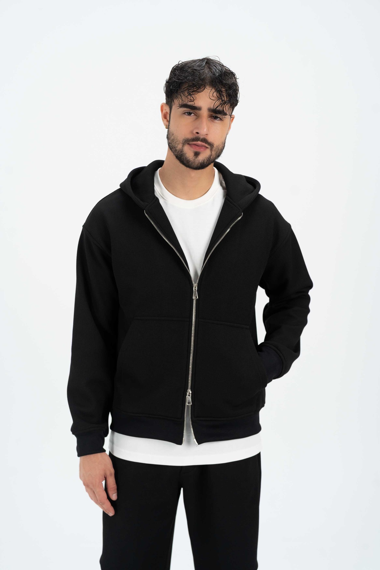 Cloud Waffle Zip Up Sweatshirt 