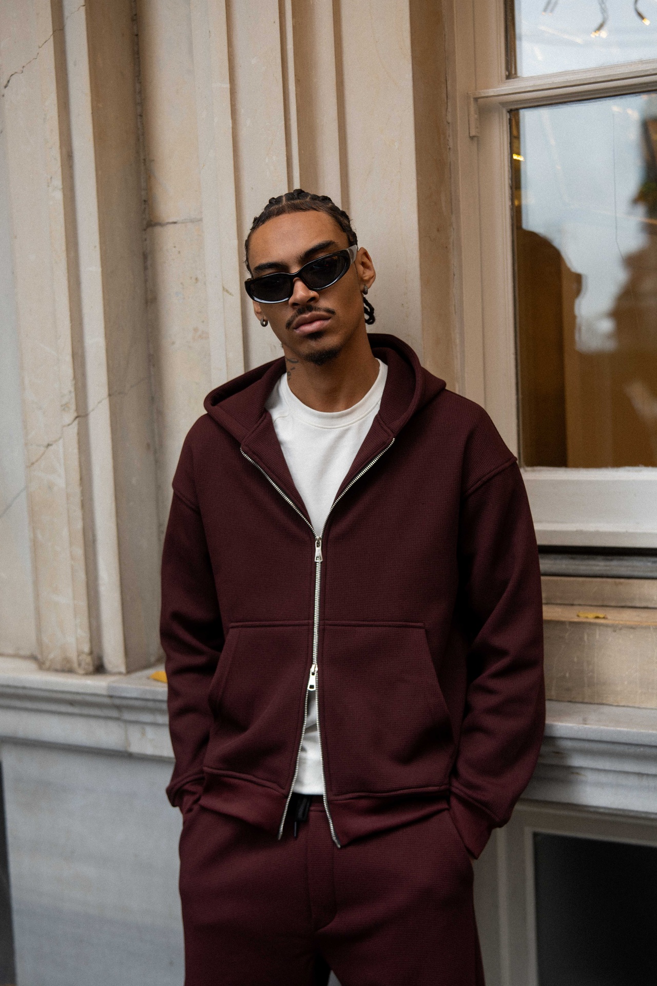 Cloud Waffle Zip Up Sweatshirt 