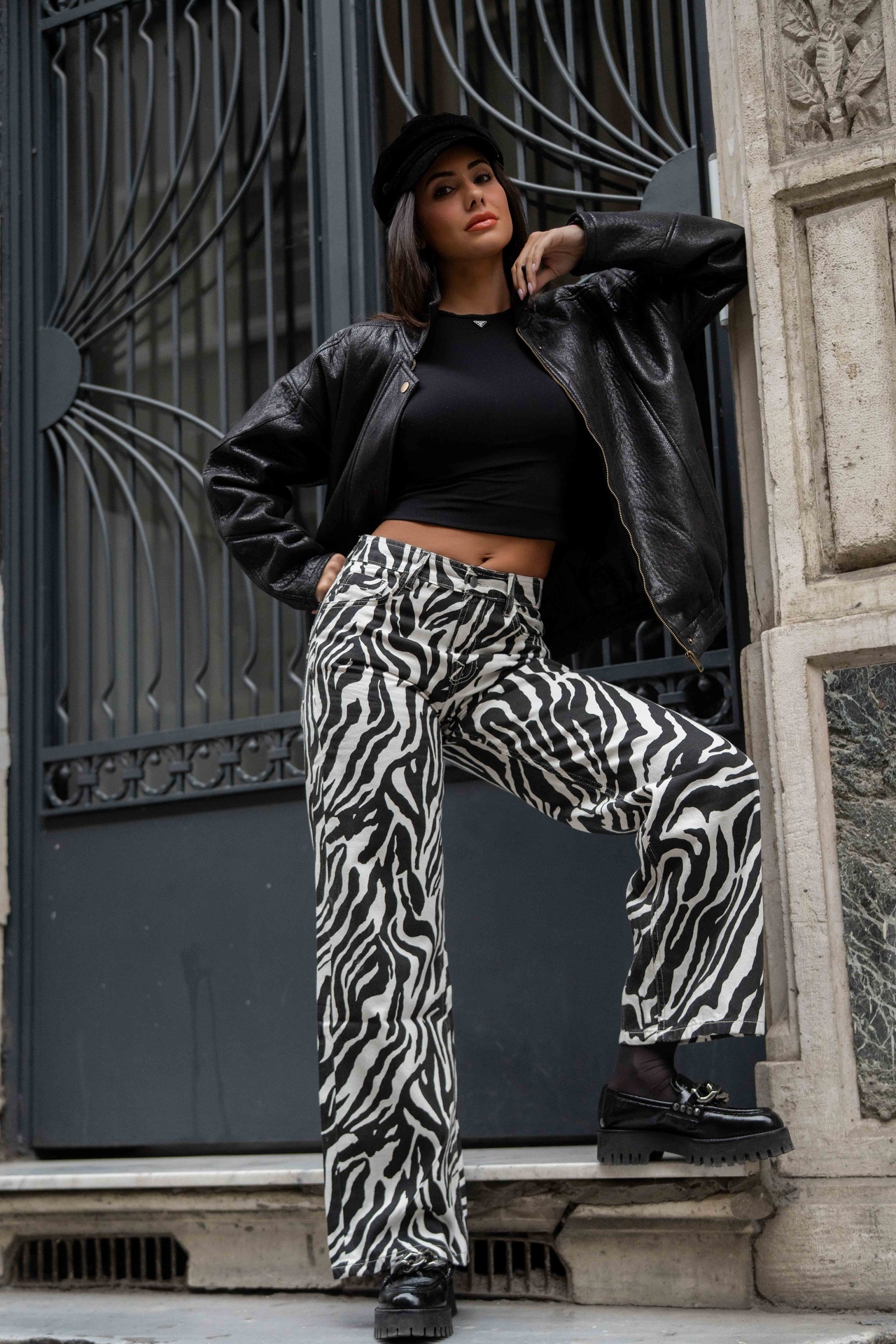 Zebra Wave Denim Pants 