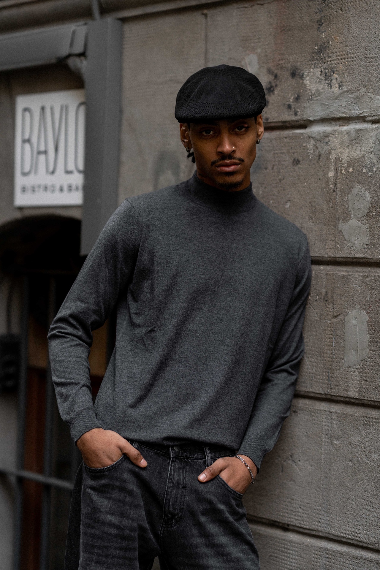Basic Mock Neck Men Sweater