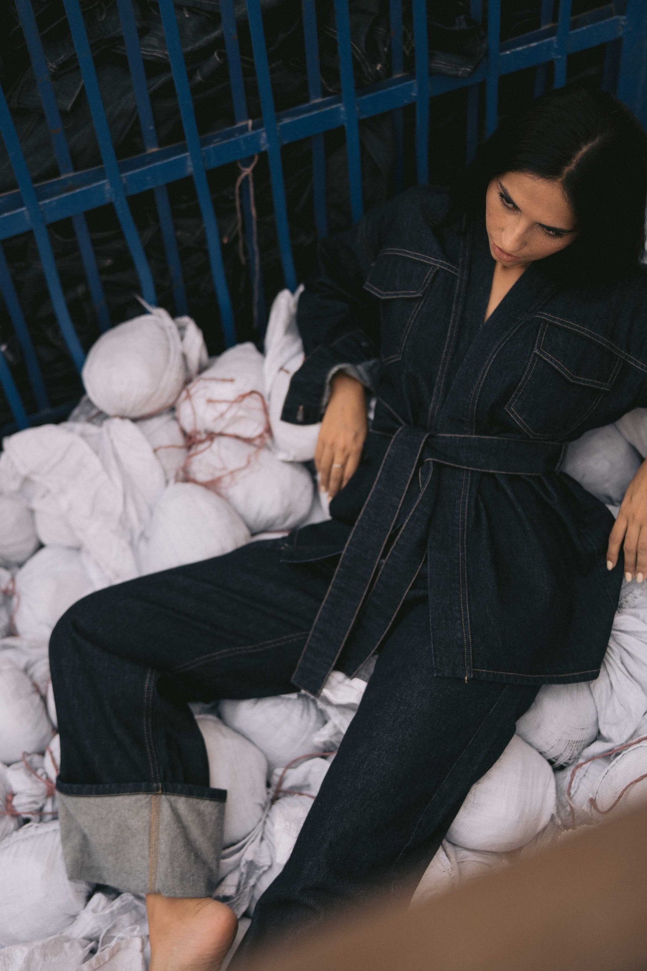 Raw Wrap Denim Kimono